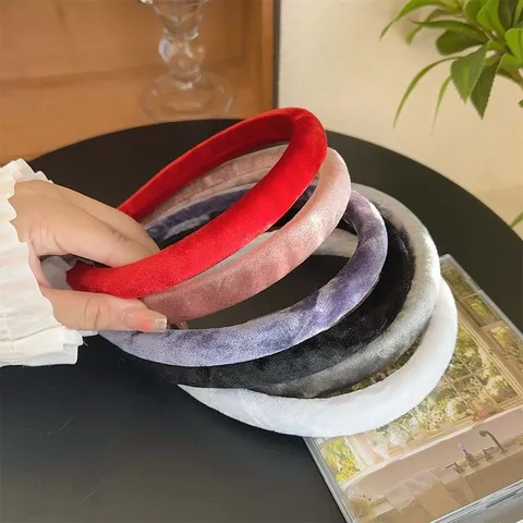 Retro Velvet Padded Sponge Headband for Women Thickened High Cranial Top Hair Hoop Vintage Simple Elegant Cloth Hair Accessories