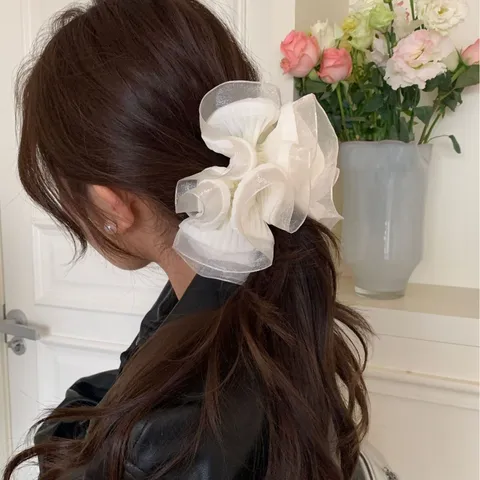Süße Balletcore Organza Plissee Haargummi Große Voluminöse Haarschmuck Für Damen Mädchen Elegante Mode Haarseil
