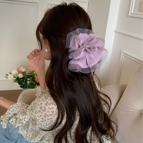 Süße Balletcore Organza Plissee Haargummi Große Voluminöse Haarschmuck Für Damen Mädchen Elegante Mode Haarseil
