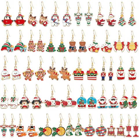 Festliche Weihnachten Tropfenohrringe Emaille Legierung Hakenohrringe Cartoon Schneemann Lebkuchenmann Rentier Für Damen Party Schmuck Geschenk