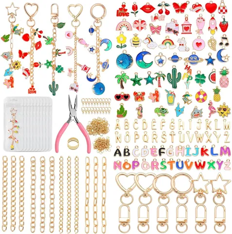 Mehrfarbige Legierung Emaille Anhänger Schlüsselanhänger Bastelset Tier Blumen Buchstaben Anhänger Für Handgemachten DIY Schmuck Bastelbedarf