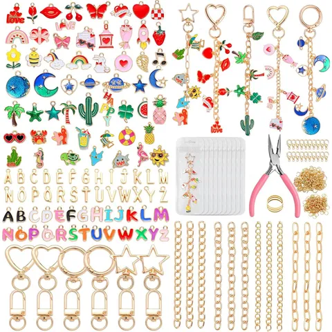 Mehrfarbige Legierung Emaille Anhänger Schlüsselanhänger Bastelset Tier Blumen Buchstaben Anhänger Für Handgemachten DIY Schmuck Bastelbedarf