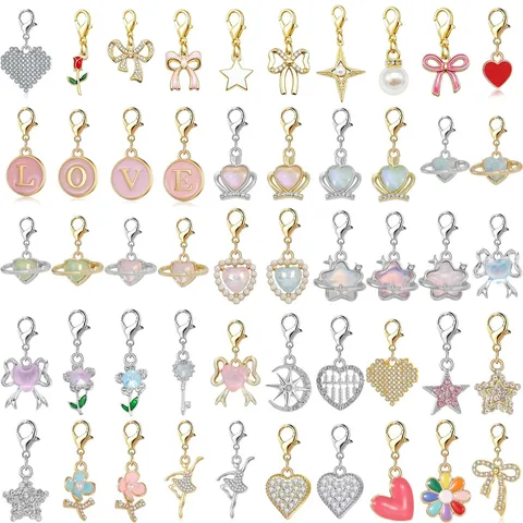 DIY Jewelry Charms Alloy Lobster Clasp Heart Bowknot Planet Star Pendants For Bracelet Necklace Bag Shoes Decoration Women Gifts