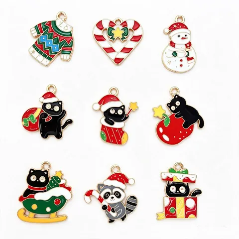 Breloques en Émail d'Alliage de Noël pour la Fabrication de Bijoux DIY Pendentifs de Goutte d'Huile de Père Noël de Bonhomme de Neige de Renne de Sapin Colorés pour Bracelet Collier Porte-Clés