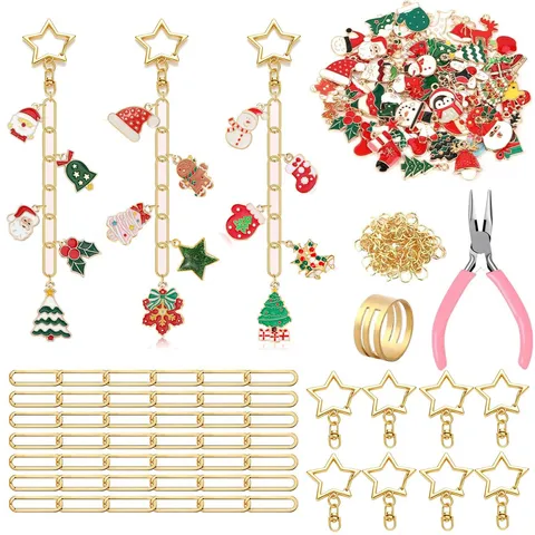 Kit Fai da Te per Portachiavi 189 Pezzi Ciondoli in Smalto di Lega Pinze Anelli Natale Oceano Set per Creazione Gioielli