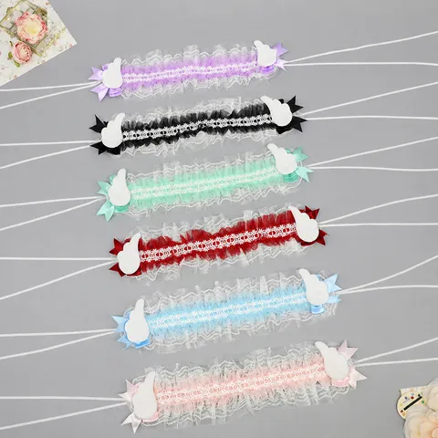 Diadema de Encaje con Lazo Lolita Hecha a Mano Accesorios de Cabello Anime Dulce Japonés Lindo Aro de Pelo para Mujeres