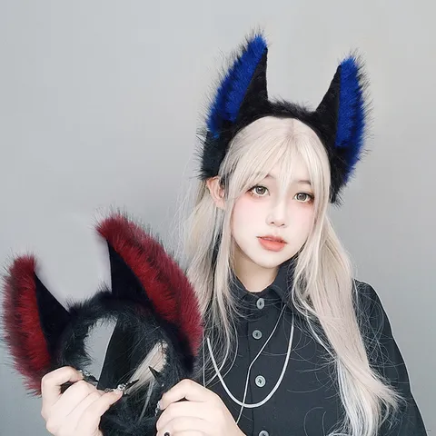 Gótico Halloween Demonio Hombre Lobo Cosplay Felpa Oreja de Animal Diadema Cola Guantes Subcultura Punk Fiesta Accesorios para el Cabello