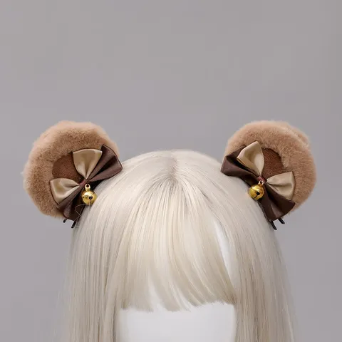 Pinzas de Pelo Lolita Lindas Hechas a Mano Doble Lazo Oreja de Oso Horquillas Accesorios de Cabello Dulces para Fiesta Diaria