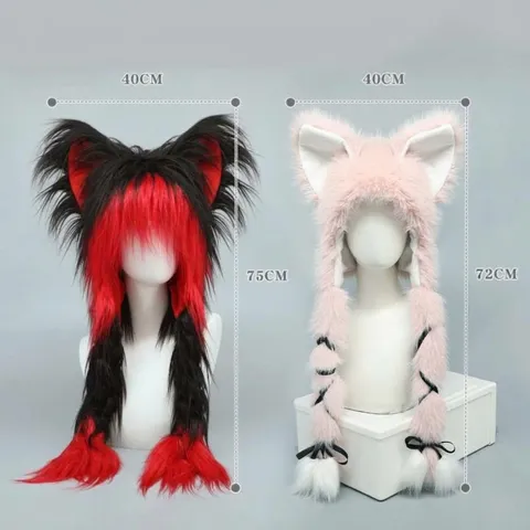 Süße Anime Katzenohren Plüschmütze Y2K Ohrenschützer Mütze Winter Warme Flauschige Mütze Süßer Stil Lolita Cosplay Kappe Für Damen