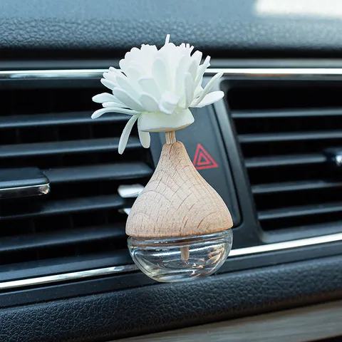 Car Air Vent Aromatherapy Bottle Glass Perfume Diffuser Bottle With Flower Diffusion Stick Car Interior Decoration
