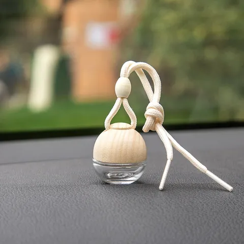 Car Perfume Bottle Pendant Glass Spherical Teardrop Empty Bottle Essential Oil Diffuser Hanging Ornament Auto Interior