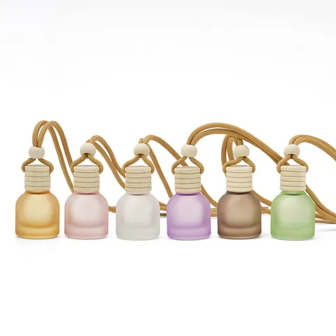 Car Aromatherapy Bottle Glass Perfume Bottle Frosted Essential Oil Diffuser Hanging Ornament For Vehicle Interior