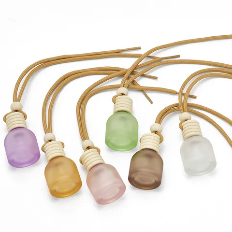 Car Aromatherapy Bottle Glass Perfume Bottle Frosted Essential Oil Diffuser Hanging Ornament For Vehicle Interior