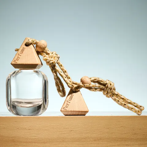 Auto Hängende Glas Parfümflasche Ätherisches Öl Diffusor Flasche Mit Holzkappe Und Quaste Leere Aromatherapie Flasche