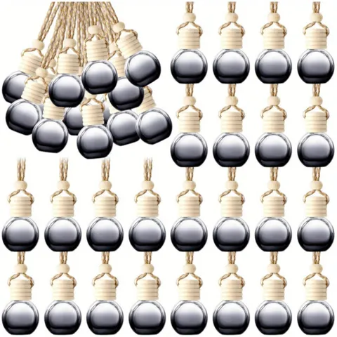 Bouteille de Parfum de Voiture en Verre Diffuseur d'Huile Essentielle Flacons Suspendus Avec Bouchon en Bois Et Corde Pour Décoration Intérieure de Voiture