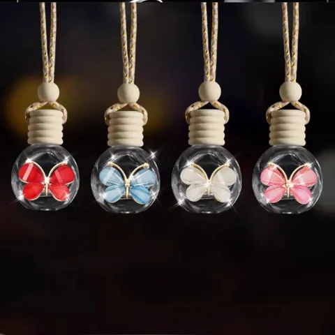 Auto Parfumflasche Glas Schmetterling Anhänger Auto Innenraum Aromatherapie Ätherisches Öl Diffusor Hängende Ornament
