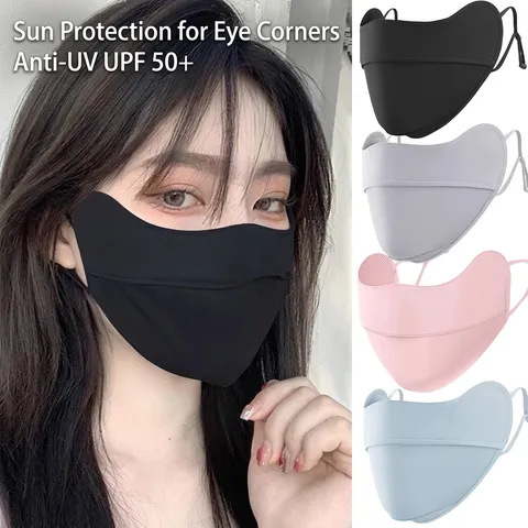 Masque de Protection Solaire en Soie de Glace Protection du Coin de l'Œil UPF 50 Anti-UV Respirant Lavable Masque Modal Femmes