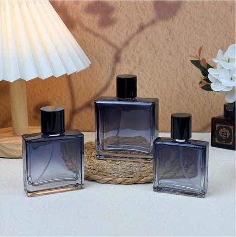 Flacone di Perfumo in Vetro Blu Sfumato Vuoto Ricaricabile Contenitore Spray Cosmetico Atomizzatore da Viaggio Portatile