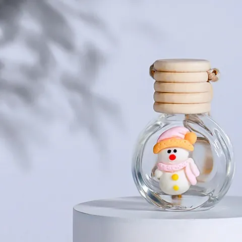 Christmas Car Hanging Perfume Bottle Essential Oil Diffuser Glass Bottle With Wood Lid Holiday Interior Decor