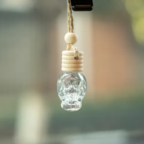 Transparent Glass Skull Perfume Bottle Car Hanging Ornament Modern Style Wardrobe Aromatherapy Diffuser