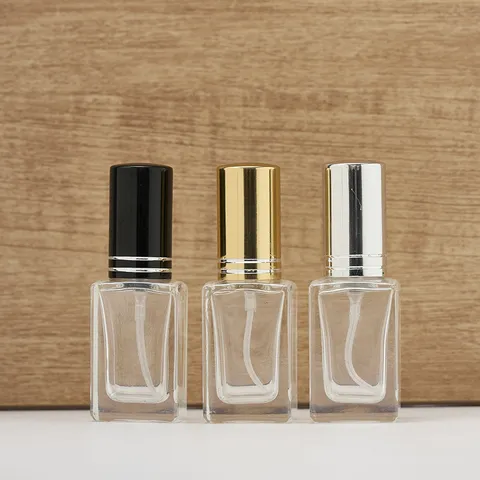 Square Glass Perfume Bottle Refillable Empty Cosmetic Container With Metal Spray Pump Cap Portable Travel Scent Atomizer