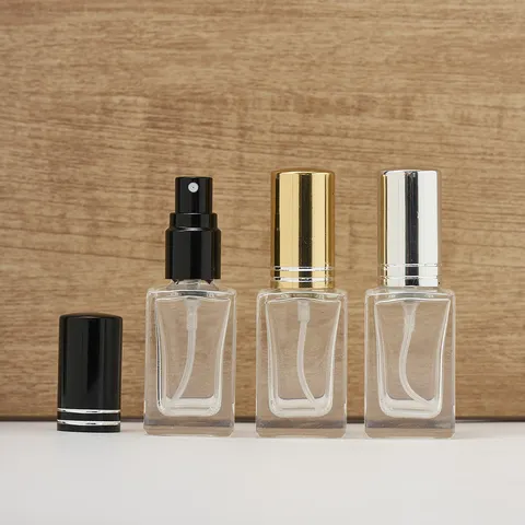 Square Glass Perfume Bottle Refillable Empty Cosmetic Container With Metal Spray Pump Cap Portable Travel Scent Atomizer