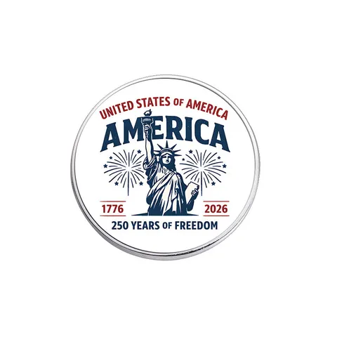 USA Independence Day 250th Anniversary Metal Brooch Round Zinc Alloy Bald Eagle Liberty Bell US Flag Commemorative Badge