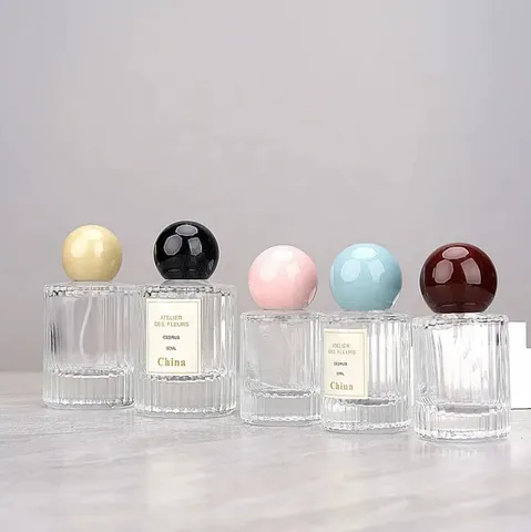 Portable Glass Perfume Atomizer Bottle Refillable Empty Scent Container With Round Ball Cap Travel Cosmetic Makeup