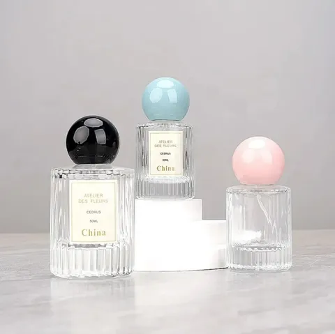 Portable Glass Perfume Atomizer Bottle Refillable Empty Scent Container With Round Ball Cap Travel Cosmetic Makeup