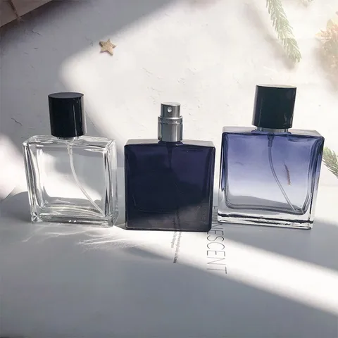 Portable Square Glass Perfume Refillable Bottle Empty Atomizer Spray Container For Travel Cosmetics