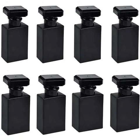Glass Perfume Bottle Portable Refillable Cosmetic Liquid Dispenser Travel Scent Container Transparent Black Finish