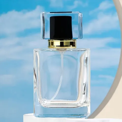 Flacon Vaporisateur de Parfum en Verre Vide Rechargeable Récipient de Sous-embouteillage Cosmétique Avec Bouchon Noir et Pompe Dorée Pour Voyage Maison