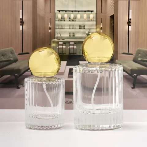 Flacone di Profumo in Vetro Vuoto Ricaricabile Travaso Con Tappo a Sfera Dorato Contenitore Cosmetico Viaggio