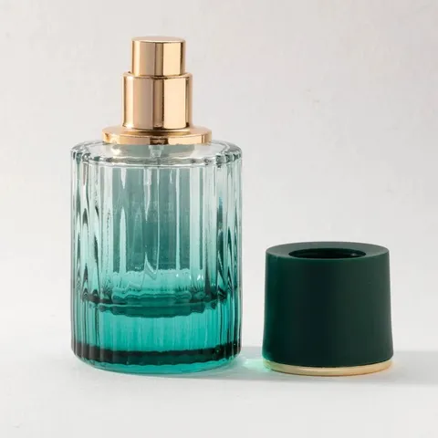 Gradient Green Glass Perfume Bottle Empty Refillable Cosmetic Sub Packaging Spray Bottle With Luxury Metal Nozzle