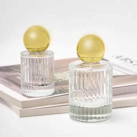 Flacone di Profumo in Vetro Vuoto Ricaricabile Travaso Con Tappo a Sfera Dorato Contenitore Cosmetico Viaggio