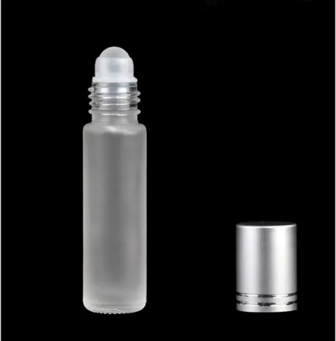 Frosted Glass Essential Oil Roller Bottle Empty Refillable Perfume Container With Metal Cap And Rollerball