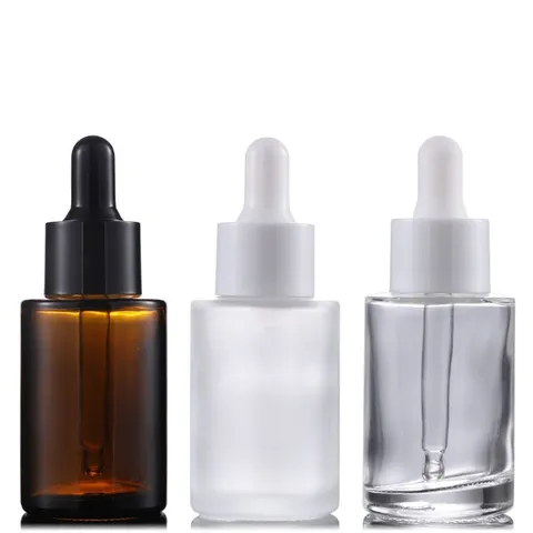 Empty Essential Oil Dropper Bottle Refillable Glass Container With Pipette Cap For Cosmetic Liquid Dispensing
