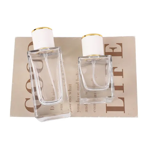 Verdickte Glas Parfumflasche Nachfüllbare Leere Kosmetik Sprühflasche Tragbarer Quadratischer Duftbehälter Mit Weißem Deckel