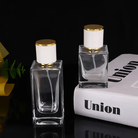 Verdickte Glas Parfumflasche Nachfüllbare Leere Kosmetik Sprühflasche Tragbarer Quadratischer Duftbehälter Mit Weißem Deckel