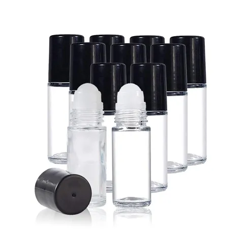Flacon Vide en Verre pour Huile Essentielle Bouteille Rollerball Rechargeable Avec Bouchon pour Massage Aromathérapie Voyage