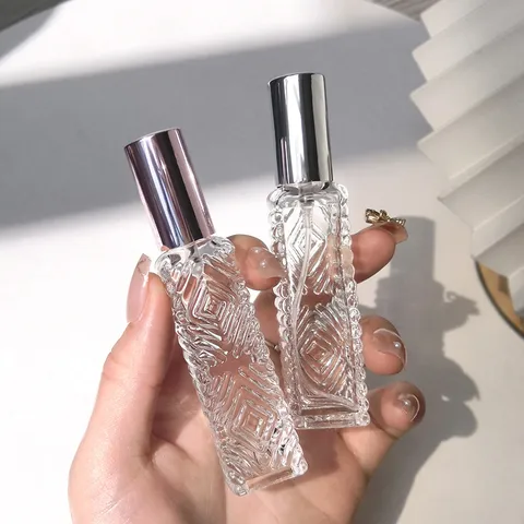 Diamond Glass Perfume Bottle Portable Travel Empty Spray Bottle Refillable Cosmetic Container Glass Perfume Atomizer