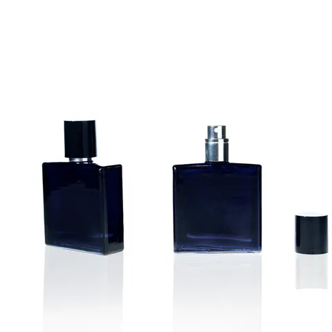 Dark Blue Glass Perfume Spray Bottle Portable Refillable Cosmetic Container Empty Travel Bottle For Liquid Toner Makeup