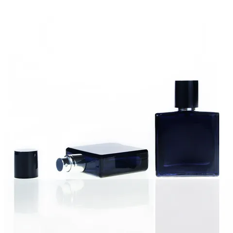 Dark Blue Glass Perfume Spray Bottle Portable Refillable Cosmetic Container Empty Travel Bottle For Liquid Toner Makeup