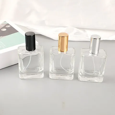 Flacon Pulvérisateur de Parfum en Verre Transparent Vide Rechargeable Récipient de Spray Cosmétique Distributeur Portable