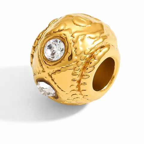 Abalorios Espaciadores Geométricos de Acero Inoxidable Chapado en Oro Con Strass Incrustado para Fabricación de Joyas DIY
