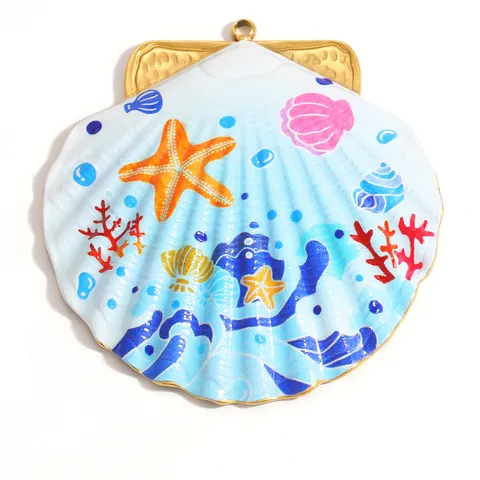 Edelstahl Ozean Stil Muschel Seestern Fisch Hummer Krabbe Emaille Strass DIY Schmuckherstellung Anhänger Sommer Strand Urlaub Charms