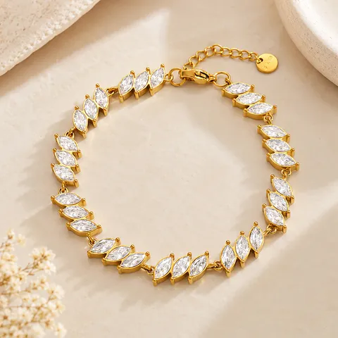 Elegante Pulsera Collar de Acero Inoxidable con Strass de Corte Marquesa para Mujer Chapado en Oro Plata Impermeable Hipoalergénico Joyería de Alta Gama Regalo