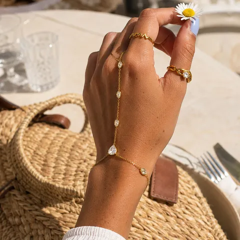 Pulsera con Anillo de Acero Inoxidable con Corazón de Strass para Mujer Pulsera de Esclava Geométrica Chapada en Oro Anillo de Corazón Abierto Regalo Joyería