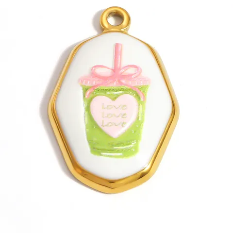 Stainless Steel Colorful Oil Painting Pendants Butterfly Flamingo Floral Charm For DIY Jewelry Making Gold Plated Enamel Summer Pendant Accessories
