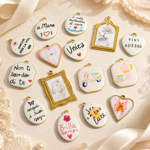 Marco Fotos Vintage Acero Inoxidable Colgantes Corazón Redondo Accesorios Para Joyería DIY Estilo Literario Regalo Mujer
